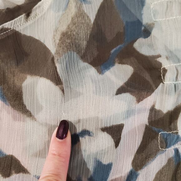 Coldwater Creek Sheer Floral Popover Shell Button Blouse Size 1X Layer Office - Picture 9 of 14